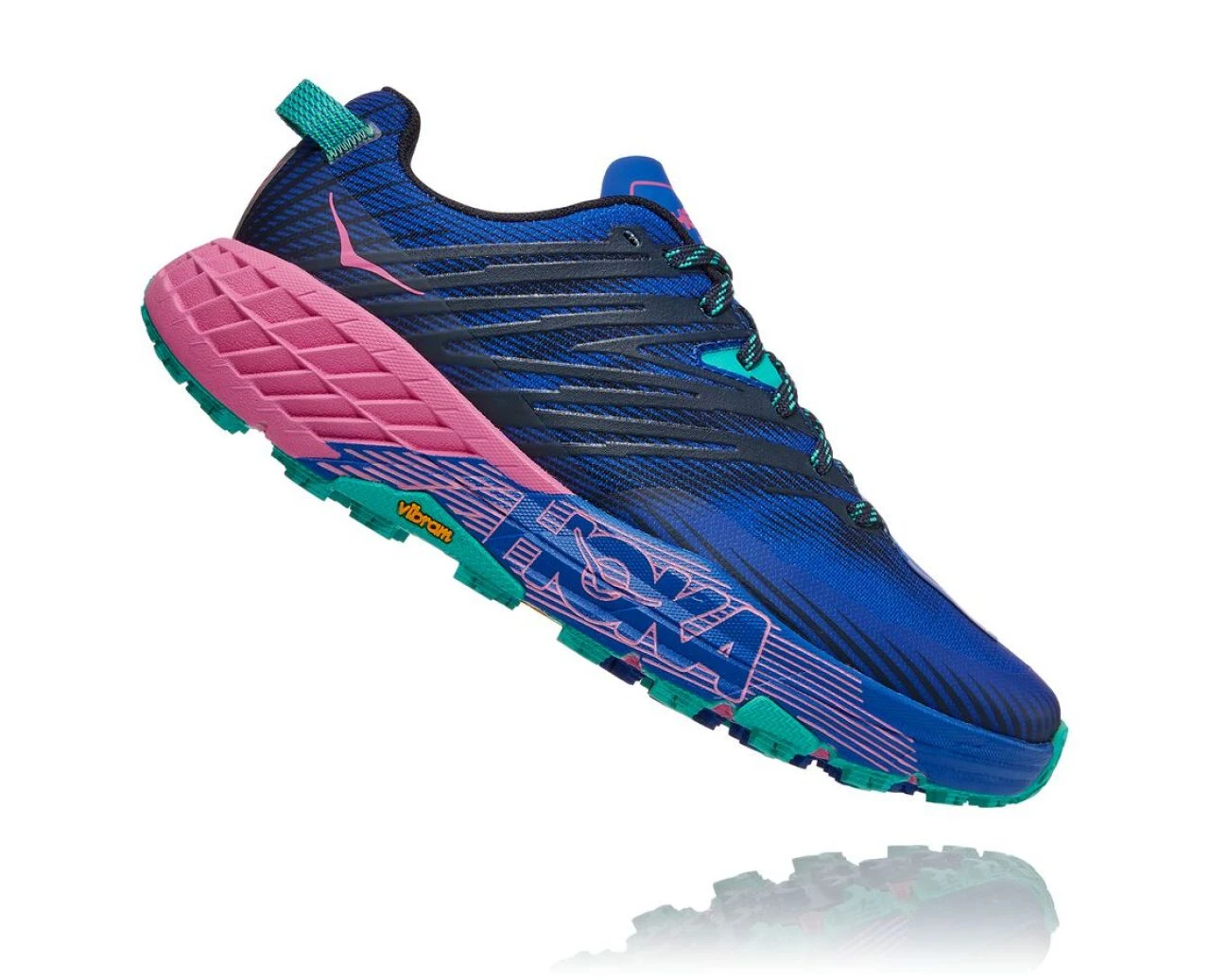 HOKA SPEEDGOAT 4 BLEUE ET ROSE Chaussures De Trail