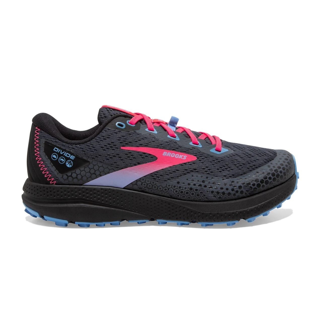 BROOKS DIVIDE 3 NOIRE ET DIVA PINK Chaussures De Trail – Image 2